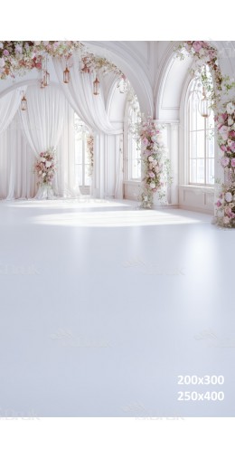 Tło fotograficzne „Elegancka Sala z Kwiatowymi Arkadami” | 3907